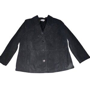 Jessica London Womens Suede LeatherBlazer  Jacket Coat Size 18 Black